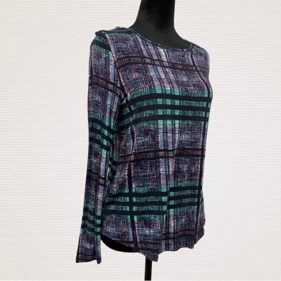 Women’s Small Petite Apt 9 Top Multicolor Tunic Long Sleeve - Picture 5 of 6